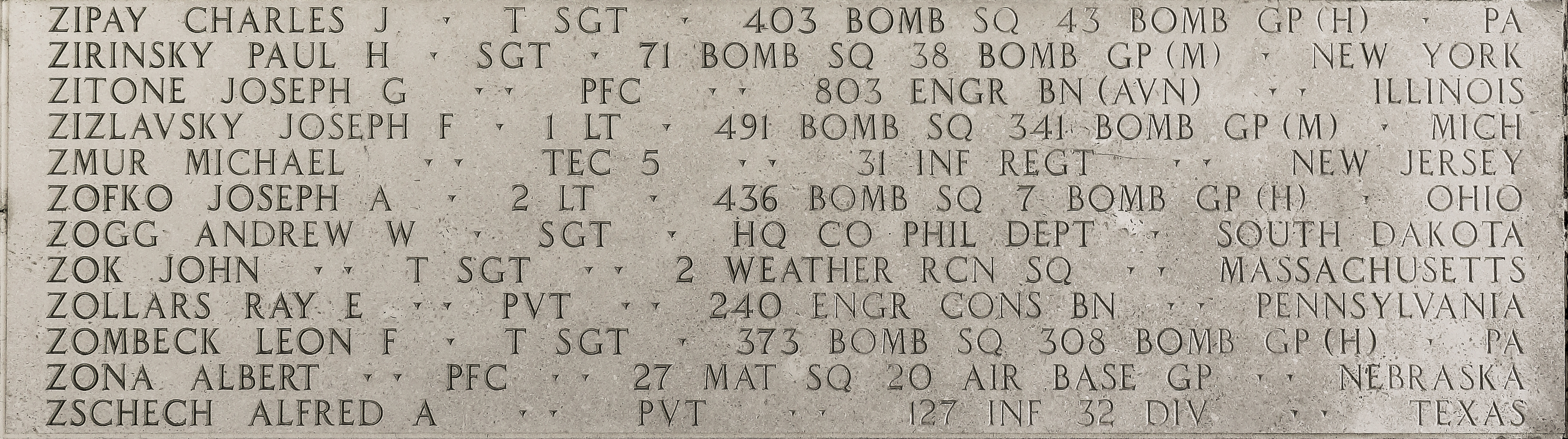 Charles J. Zipay, Technical Sergeant